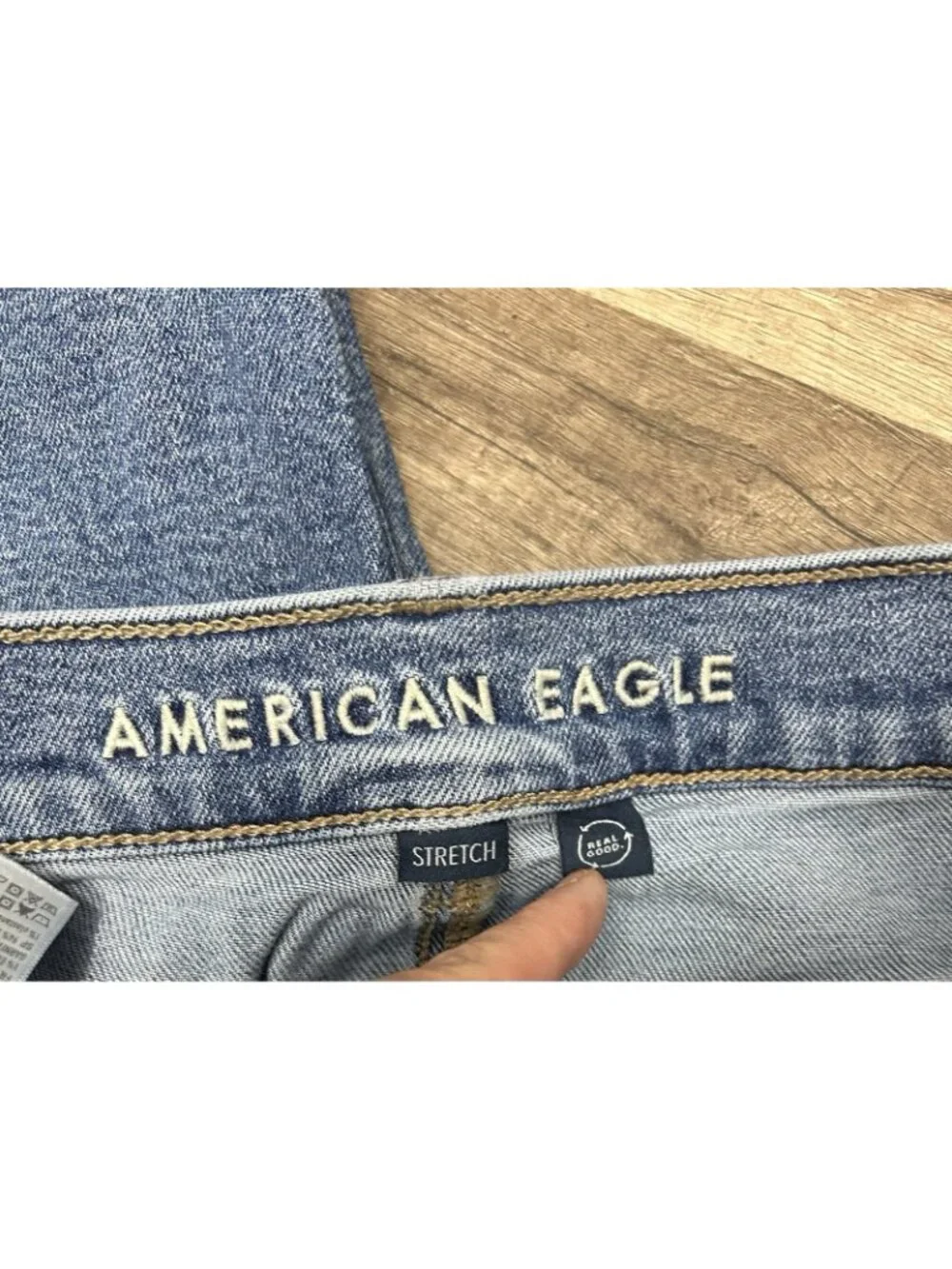 American Eagle Jeans Womens O (26x30) Cargo Super High Rise Baggy Straight Blue